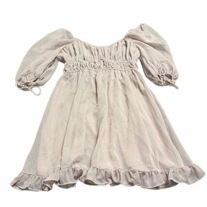 NWT Y2K Vintage Dee Elly Chiffon Coquette Puff Sleeve Layered Mini Dress Mauve M